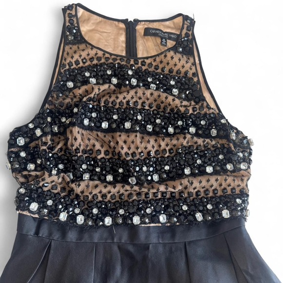Carmen Marc Valvo Black Sequin Dress | Women's 10 Designer Short Cocktail Dress - Picture 4 of 6